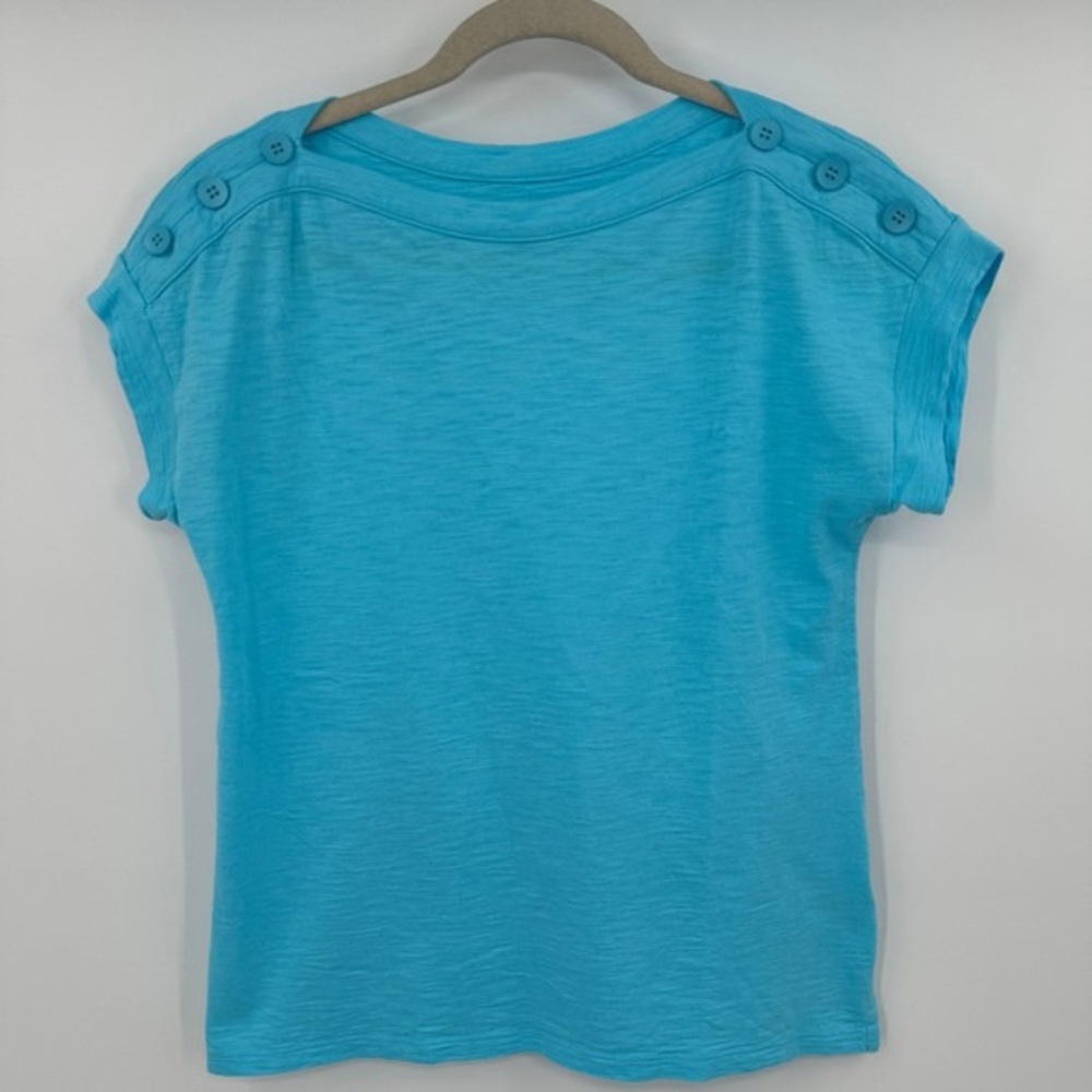 Girls' Turquoise Button-Shoulder Tee